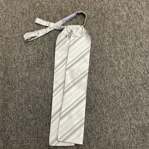 Silver Satin Striped Ascot